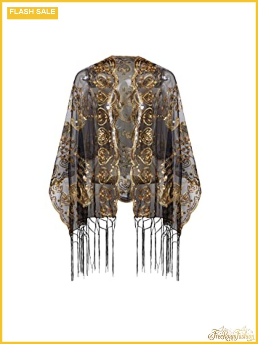 Sequin Fringe Evening Shawl Wrap for Gatsby Party